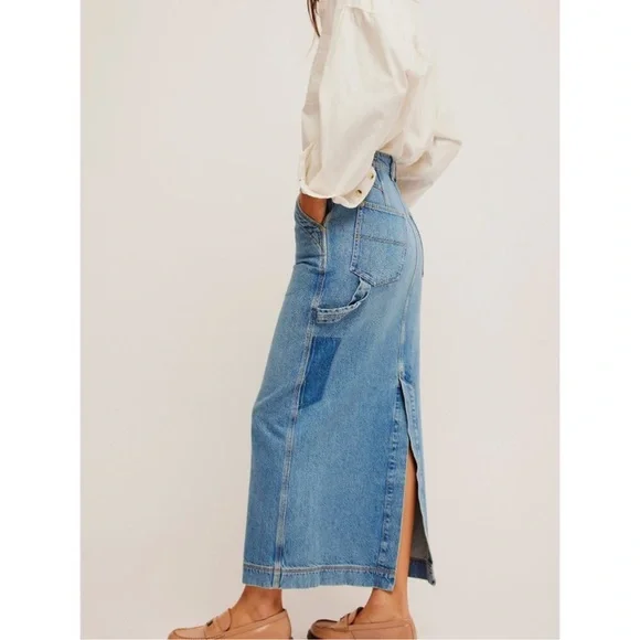 We the free - free people - Francisco denim jean cargo maxi skirt - Picture 3 of 10